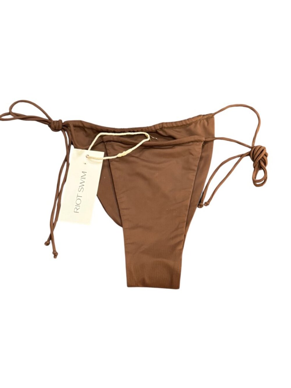 Riot Swim Bixi Bikini Bottom NWT Chocolate Brown Tie Side Minimal - Picture 3 of 11